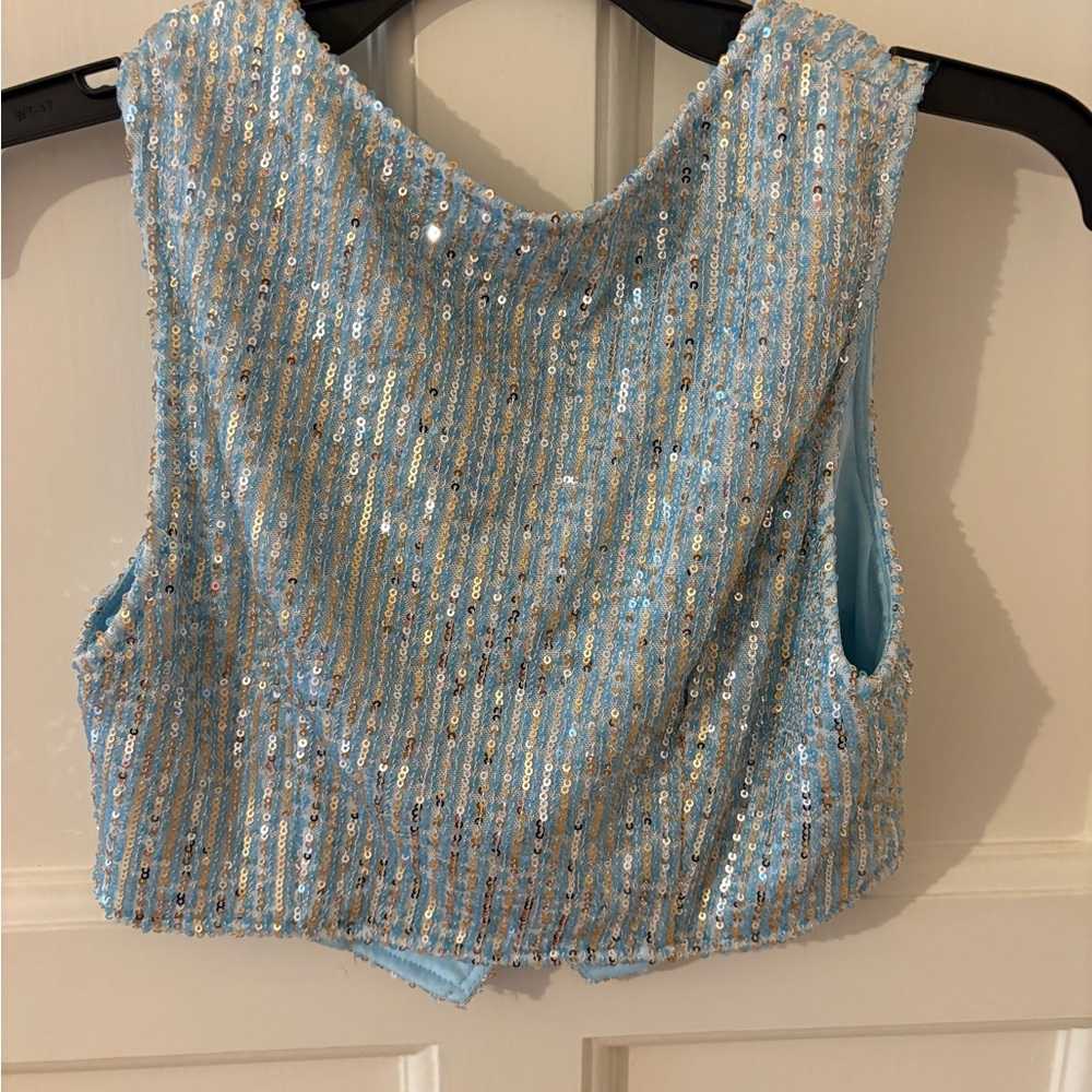 Sequin Blue Vest - image 2